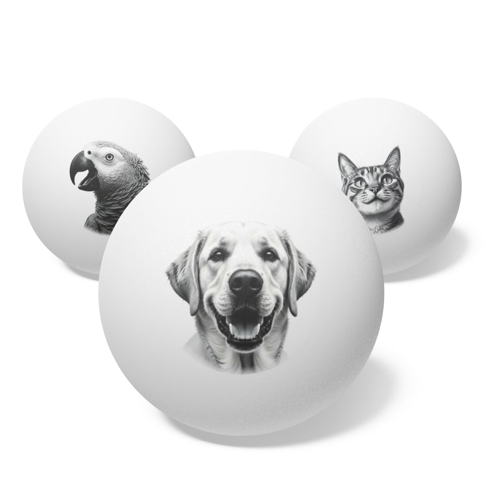 Ping-Pong® Ball with a Bulldog drawing printed on it